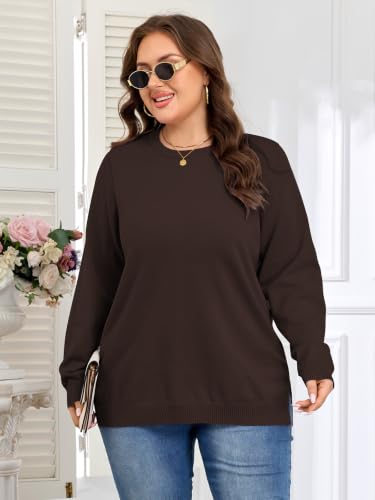 Image of BELAROI Women Plus Size Sweaters Long Sleeve Fall Pullover Sweater Tops