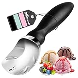Ice Cream Scoop with Comfortable Grip Handle, Heavy Duty Ice Cream Scooper, Professional Large Ice Cream Spoon for Spooning Frozen Hard Gelato, Cookie Dough, Melon, Sorbet (Black)