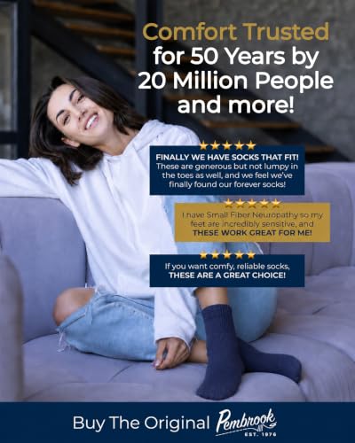 Image of Pembrook Ankle Diabetic Socks for Women & Men | 6 Pairs | Wide Non Binding Socks Quarter Length | Edema Neuropathy Socks