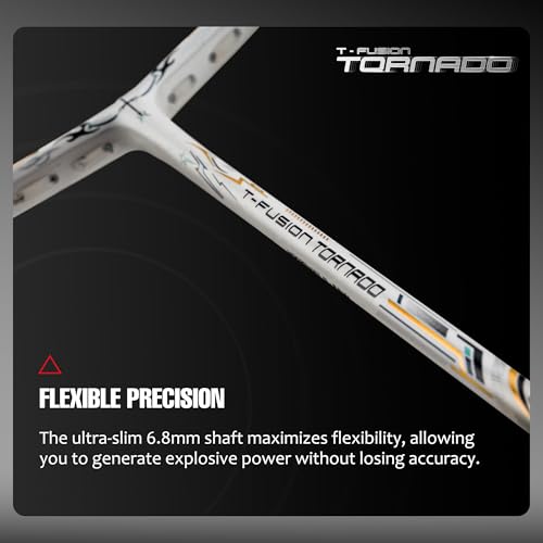 Image of Hundred T-Fusion Tornado Badminton Racket with Full Cover | ≤32 lbs | Performance Racket | Sturdy Frame & Smooth Swing | Offensive Shots & Fast Game