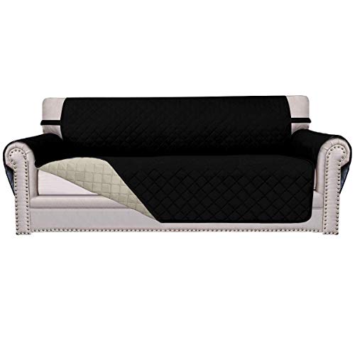 Easy-Going Sofa Slipcover Reversible Sofa Cover Water Resistant Couch Cover Furniture Protector with Elastic Straps for Pets Kids Children Dog Cat(Oversized Sofa,Â Black/Beige)