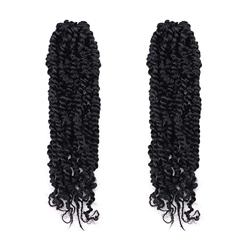 Toyotress Tiana Passion Twist Hair - 16 inch 2 Pcs Pre-twisted Crochet Braids Natural Black, Synthetic Braiding Hair Extension ( 16 Inch, 1B-2P )