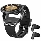 Desong Smart Watch with Earbuds,2 in 1 TWS Smartwatches,1.43' Colorful AMOLED Display Smartwatch for Android iOS,Waterproof Fitness Tracker Long Time Standby (Black)