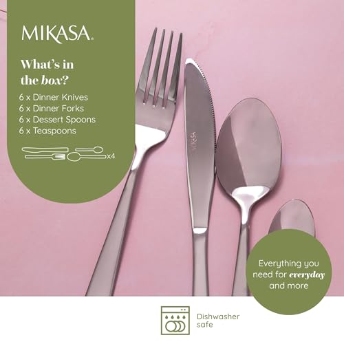 Mikasa Harlington 24pc Stainless Steel Cutlery Set, Gift Boxed, Silver - Image 3