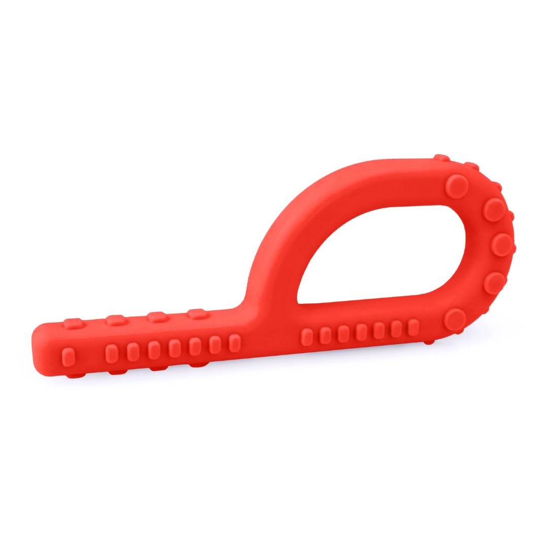 ARK® Grabber Standard in glatt oder texturiert mit einfacher Handhabung für Kinder durch Schlaufenform inkl. Logostar® Praxisleitfaden - Kiefermotorik, Kauen, Zahnen (glatt, mittel - türkis)