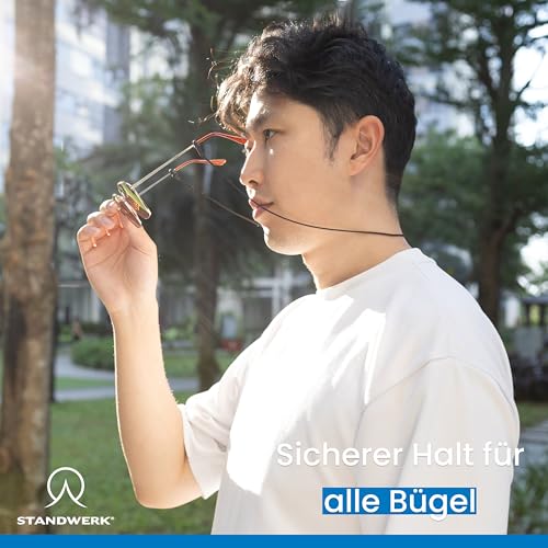STANDWERK® Brillenband mit SuperGrip [Made in Germany] UV-beständiges Brillengummi und Stoff Brillenbändel - Qualitativ Hochwertiges Brillenband - Metallfrei