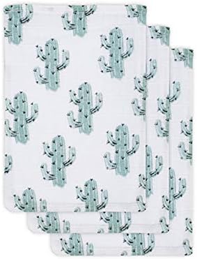 Jollein 20x15cm Tropical Cactus Hydrophilic Wash Gloves - Green