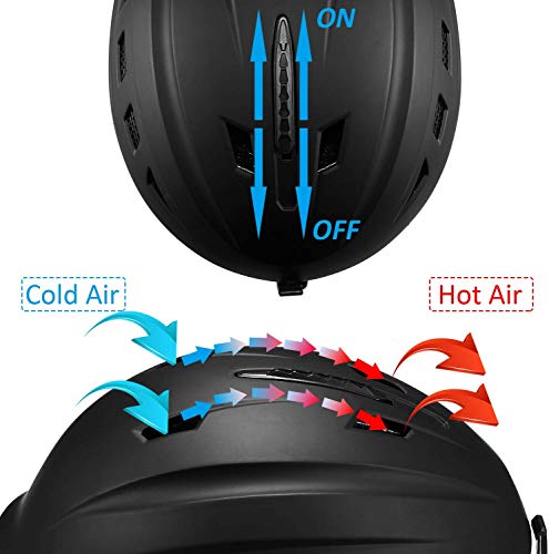 VELAZZIO Valiant Ski Helmet, Snowboard Helmet - Adjustable Venting, Goggles and Audio Compatible, Removable Liner and Ear Pads, Safety-Certified Snow Sports Helmet for Men, Women & Youth （Black - S） - Thumbnail 4