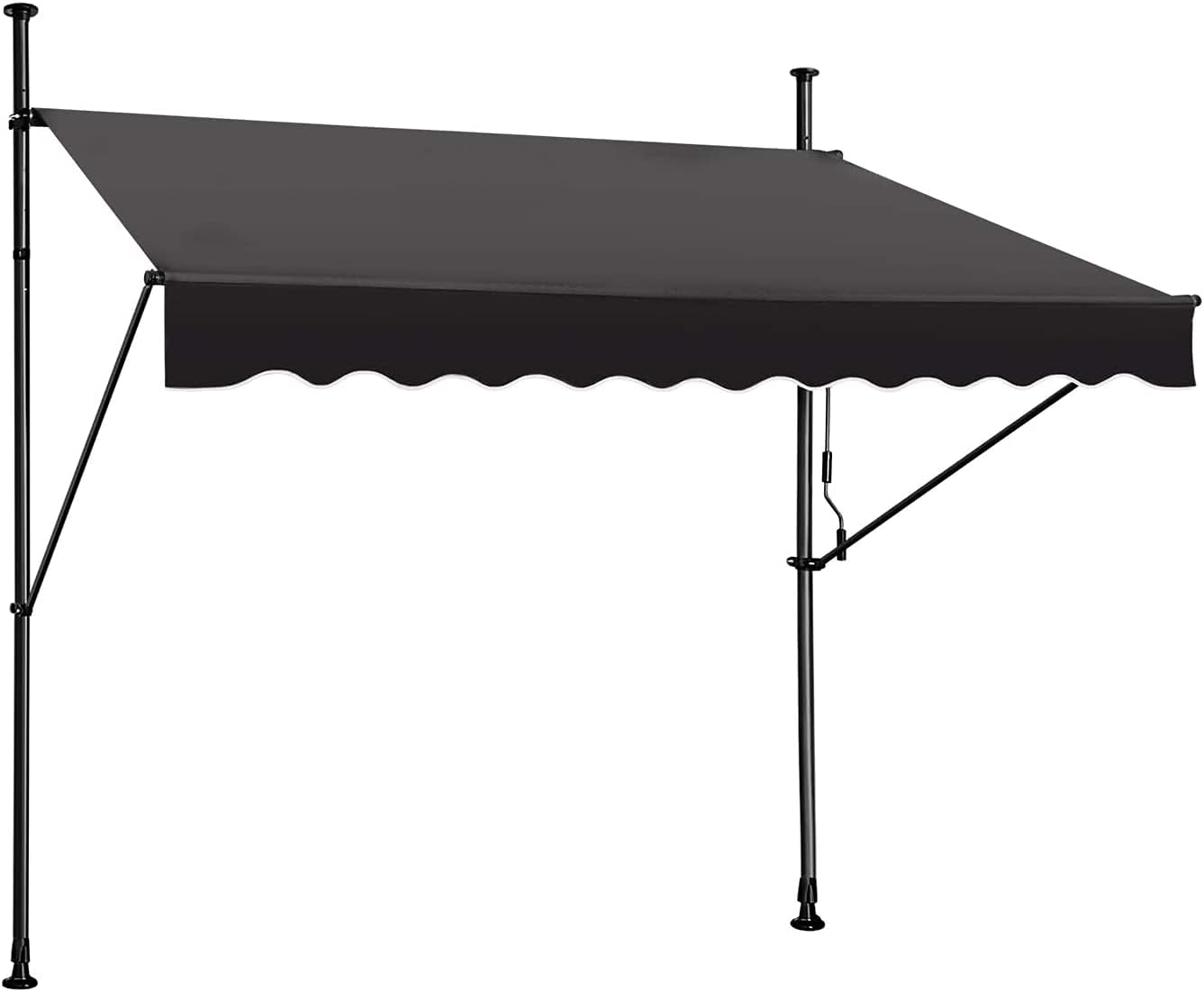 STEELAID Manual Retractable Awning – 118” Non-Screw Outdoor Sun Shade – Adjustable Pergola Shade Cover with UV Protection – 100% Polyester Made Outdoor Canopy – Ideal for Any Window or Door