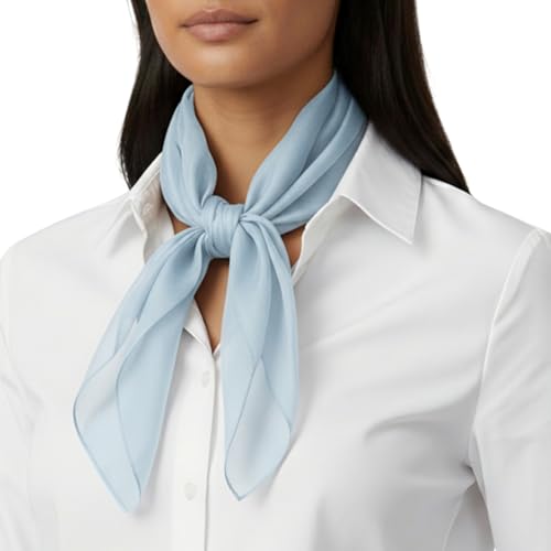 Basic Sense Lightweight Chiffon Square Scarf for Women Retro Neckerchief Bandana & Hair Tie, Sky Blue