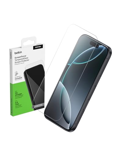Belkin ScreenForce TemperedGlass Screen Protector for iPhone Air, Scratch-Resistant Impact Protection w/Included Easy Align Tray for Bubble Free Application, Recycled Glass - image 1