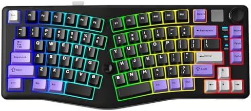 LEOBOG A75 Alice Keyboard, Tri-Mode Ergonomic Gaming Keyboard with RGB Backlit Functional Knob Joystick, 75% Layout Hot-Swap Gasket Custom Keyboards for Win Mac PC Gamer-Black