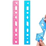 2 PCS Flexible Ruler, 7.8inch/20cm Plastic Clear Bendable Soft Ruler, Shatterproof Flat Rulers for School, Classroom, Office Supplies（Blue+Pink）