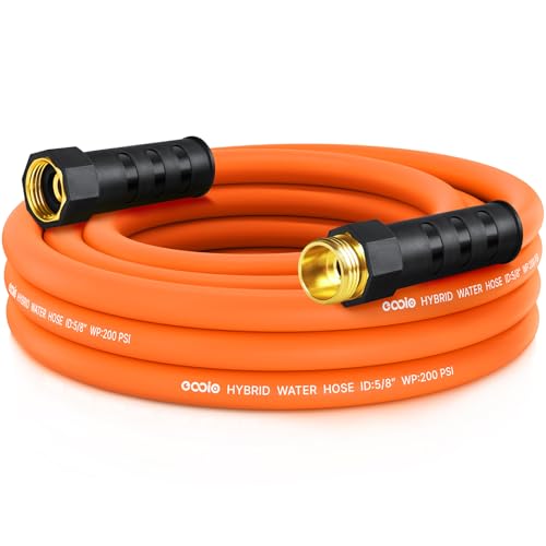 Image of Garden Hose 15 ft x 5 /8 inch, NON-EXPANDING Flexible Water Hose, Kink Resistant Lightweight Hybrid Hose, Leakproof Yard Hose with Male to Female Fittings