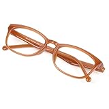Blue Light Blocking Glasses for Women/Men, Anti Eyestrain, Computer Reading, TV Glasses, Stylish Square Frame, Anti Glare (Orange, 1.50 Magnification)
