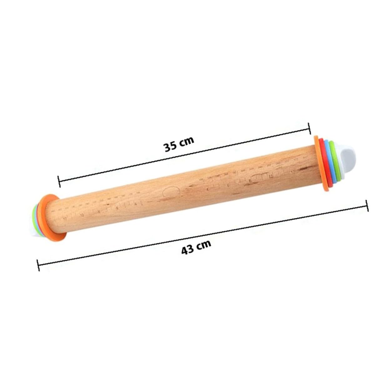 Rodillo de Madera de Haya con Escala de Grosor Ajustable y Discos Removibles para Amasar Pasteles y Fideos Caseros de Forma Precisa y Cómoda