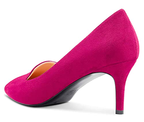 Aachcol Women Stiletto Mid Low Heel Pumps Slip-on Pointed Toe Dress Shoes Office Party Wedding Suede 2.5 Inch3