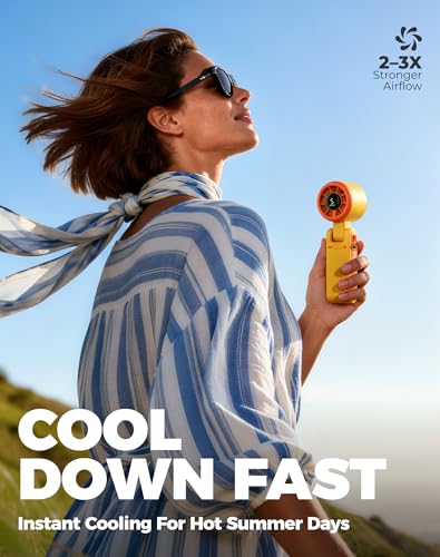 Image of Diveblues Portable Handheld Turbo Fan, 5 Gear Wind, Battery Operated, Up to 12 Working Hours, 3 IN 1 Hand Fan with Air Turbo Tech Cooling Fan for Outdoor Activities, Travel, Working