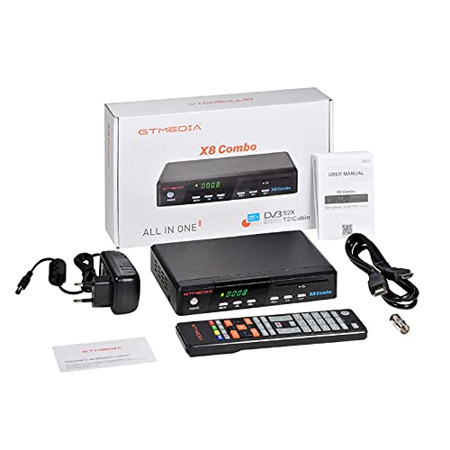 GT MEDIA X8 COMBO Decoder Digitale Terrestre Ricevitori satellitari Ricevitore Satellitare HD HEVC 10Bit DVB-S2X/T2/Cable/J.83B, con Slot per Schede, Si applica , SCART/Wi-Fi integrato