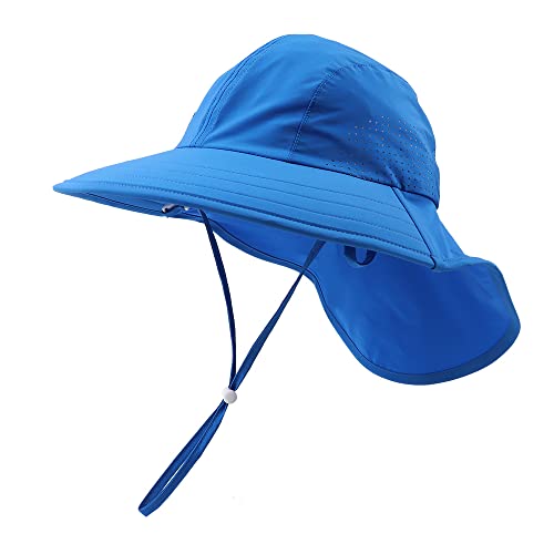 Toddler Summer Hat With Neck Flap Waterproof Kids Swim Hat Baby Uv Protection Sun Hats Beach Cap For Boys Girls (As1, Age, 1_Year, 4_Years, Royal Blue) #TOP11