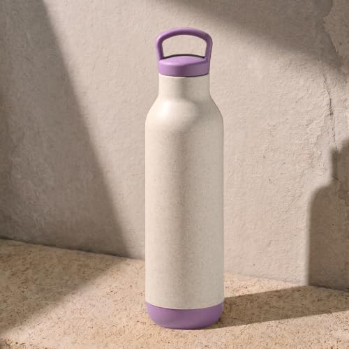 Image of Eha Earth Friendly Eco Spring Water Bottle for Office & Schools | Stainless Steel Water Bottle for Kids and Adults Made with Rice Husk | Leakproof |1 Unit, 900 ml | Purple