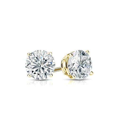 1/4 to 2 Carat Lab Grown Diamond Round Stud Earrings in 14k Gold (E-F, SI1-SI2, cttw), 4-Prong Basket Screw Back by Diamond Wish3