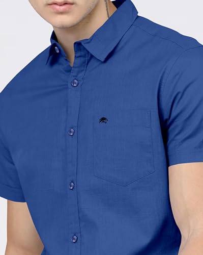 Image of BRUCEWANE Men's 100% Cotton Half Sleeve Shirt