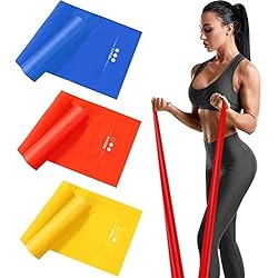 Bandas Elasticas Fitness[Set de 3] 1.5M /1.8M /2M,Cintas Elasticas con 3 Niveles de Resistencia, Pilates, Crossfit, Estiramientos, Musculacion, Piernas, Brazos, Fuerza…