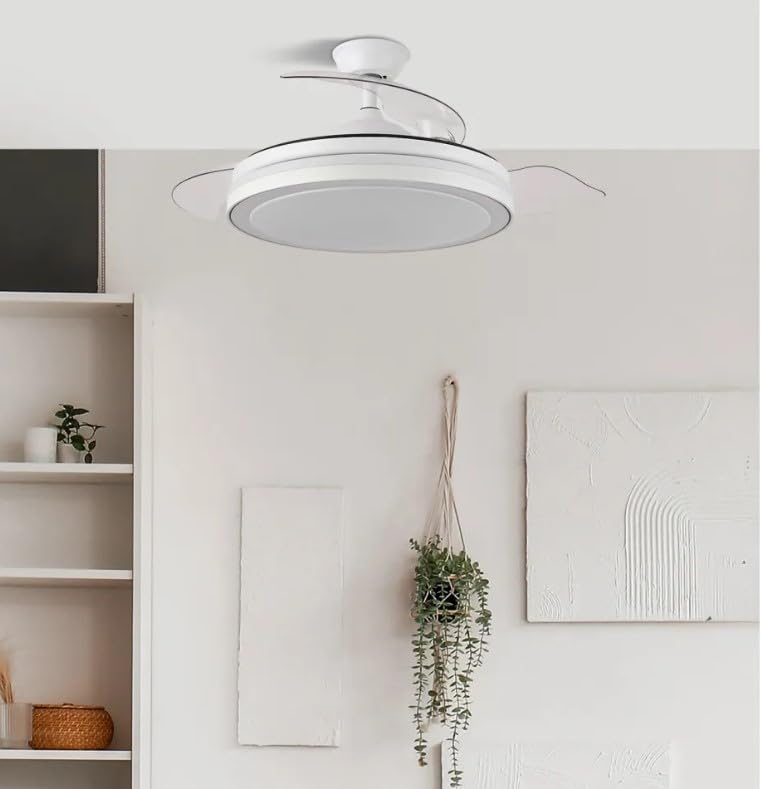 ABRILA TODOLAMPARA.COM Esparta LED Ceiling Fan, 72W, White, with Retractable Blades