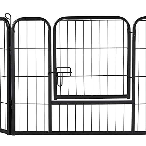 Topeakmart 24-Inch Foldable Dog Pen Metal Pet Playpen Puppy Cat Exercise Fence Barrier Playpen Kennel Outdoor Indoor Black 16 Panels #TOP7