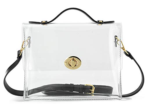Clear Bag with Turn Lock Closure Cross Body Bag Women's Satchel Transparent Messenger