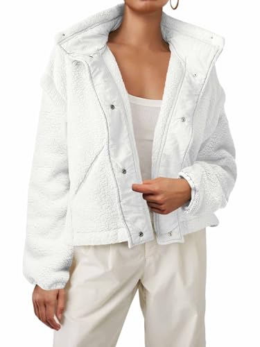 Tanakneo Womens Sherpa Fleece Jackets Casual Long Sleeve Fuzzy Coats Winter Warm Outerwear2