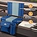 APEXUP Stadium Seats with Back Support, Portable Bleacher Seat with Large Pocket and Cup Holder, Wide Stadium Chair for Sports Events and Concerts (Navy Blue+Silve)