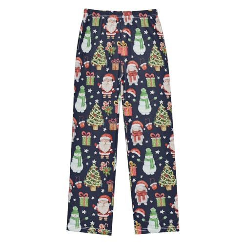 Christmas Bunny Snowman Boys Long Pants Soft Trousers Elastic Waist Kids Lounge Bottoms with Pockets S-XL