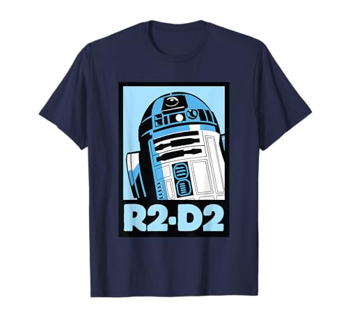 Star Wars R2D2 Poster T-Shirt - Star Wars, Boys, Unisex-Adults, Short Sleeve, Blue, S