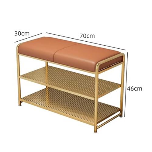Banc à chaussures avec coussin moelleux et double étagère de rangement compacte