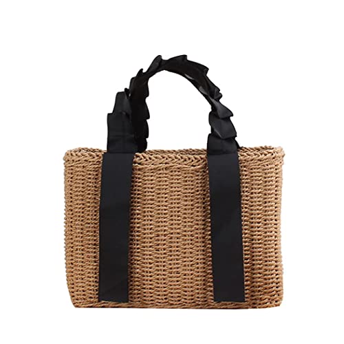 Sac à main en paille de qualité supérieure au tressage marron raffiné