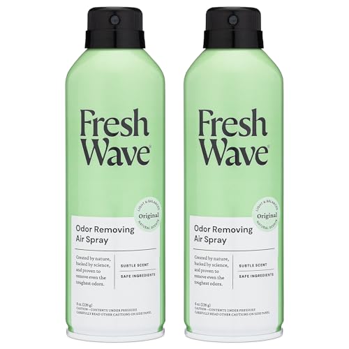 Fresh Wave Odor Eliminator Spray & Air Freshener, 8 oz. | Pack of 2 | Non-Aerosol, Fine Mist | Odor Absorbers | Safer Odor Relief | Natural Plant-Based Odor Eliminator | For Furniture, Fabrics & Trash