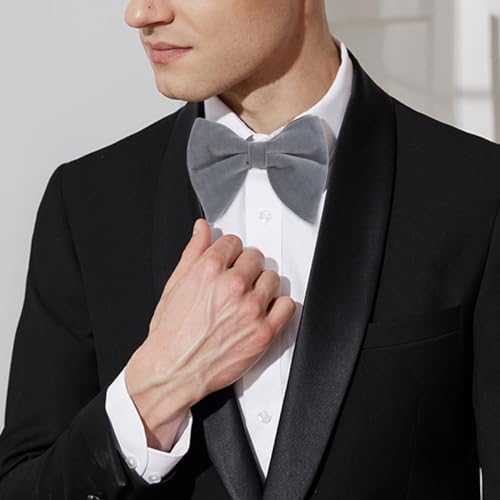 Image of Alizeal Velvet Pre-tied Adjustable Bow Tie for Men Oversize Formal Solid Tuxedo Bowtie