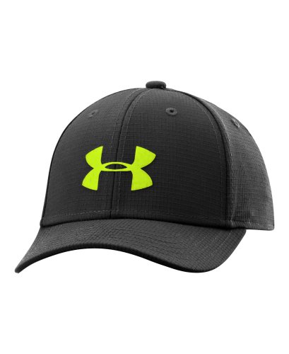 Under Armour Boys' Headline Stretch Fit Hat, Black /High-Vis Yellow, Youth Small/Medium