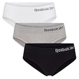 Reebok Raina sous-vêtements pour Femme – Lot de 3 | Lot de Culottes sans Coutures pour Femme, Noir/Blanc/Gris, M