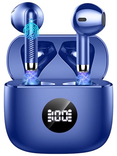 Image of Wireless Earbuds, Bluetooth 5.4 Headphones LED Power Display Ear Buds Bass Stereo, Bluetooth Earbuds in-Ear Noise Cancelling Mic, 40H Playback Mini Case IP7 Waterproof Sports Earphones for Android iOS