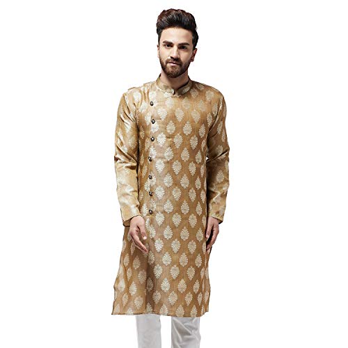 Image of SOJANYA Men's Silk Cotton Regular Fit Printed Regular Kurta