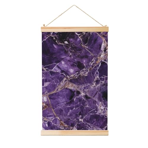 Peinture murale marbrée violette 91x61 cm avec cadres en bois LHBWCVN