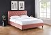 Lit 2 Personnes en Velours Rose, 160x200cm avec sommier Inclus
