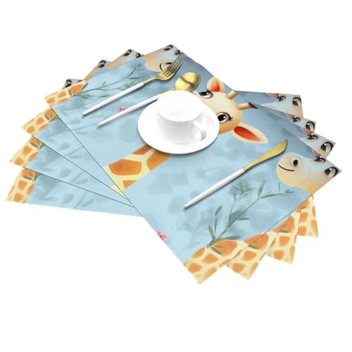 Sets de table PVC motif girafe résistants chaleur 4 pièces - 4