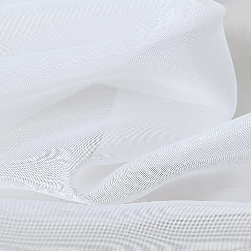 Popuid Swag Window Sheer Voile Ascot Valance With Tassel Beads Rod Pocket Elegant Treatment Valances For Farmhouse Kitchen Cafe Bedroom 51 By 24 Inches (White, 3) #TOP5