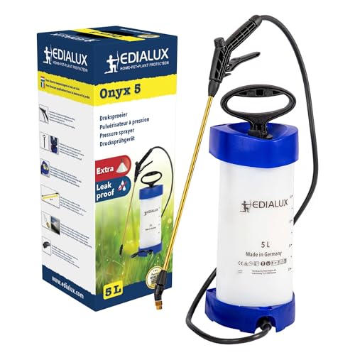 Edialux Pulvérisateur à Pression 5L pour Jardin, pelouse et désinfection, pulvérisateur à Dos 5L Multi-Usage pour herbicides, Eau de Javel, vinaigre et Soda, pulvérisateur résistant aux Produits