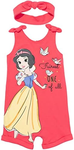 Disney Princesses Snow White Baby Girls Snap Sleeveless Romper & Headband Red 18 Months