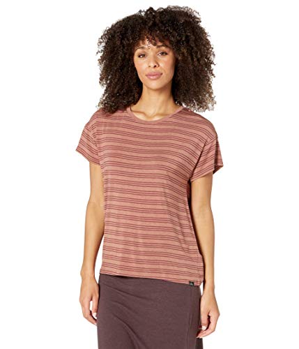 prAna Women's Foundation Slouch Top, Vino Heather Stripe, Medium